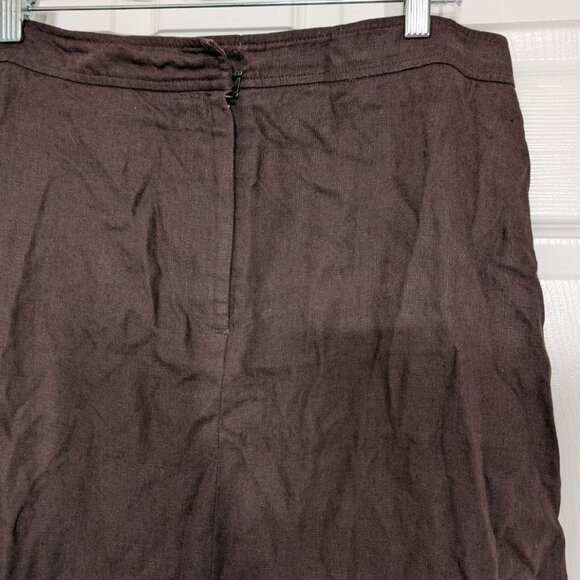 Vintage Apostrophe 100% Linen Maxi Skirt Womens Size 16 Brown Modest Lagenlook - Picture 2 of 8